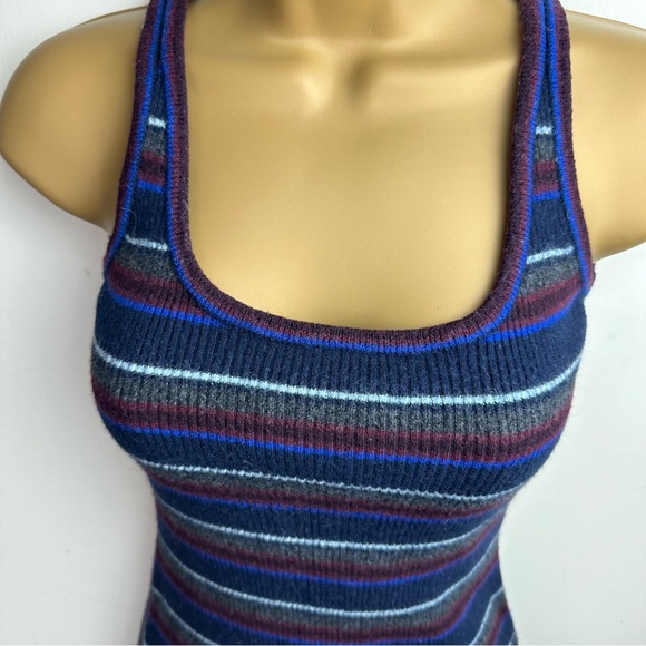 T By Alexander Wang Blue Gray Striped Sleeveless 100% Merino Wool Dress XS-S - Picture 8 of 14